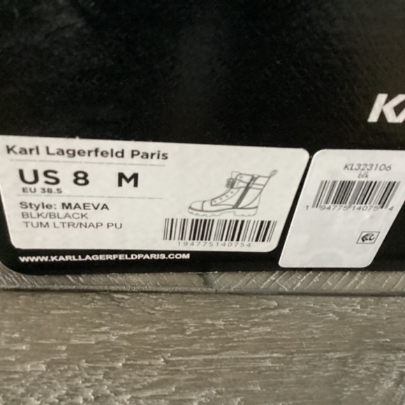 KARL LAGERFELD PARIS Women's Maeva Embellished Buckled Zip Booties, size… - Picture 8 of 16